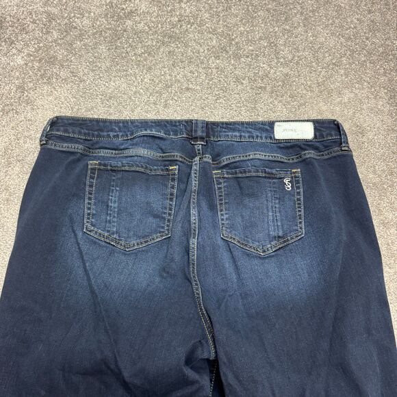 Slink Curvy Wide Leg Cropped Denim Jeans Womens 18 Blue Dark Wash Casual 42x22 - Picture 3 of 16